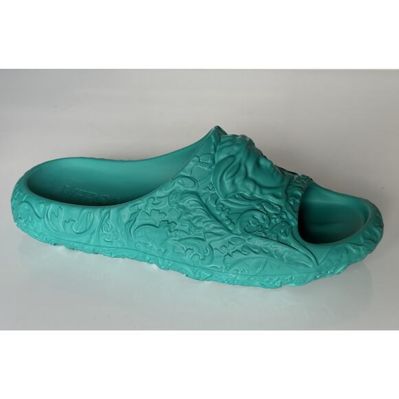 NIB $525 Versace Medusa Head Slides Pool Sandals Turquoise 12 US (45) 1005746 IT - Picture 2 of 15